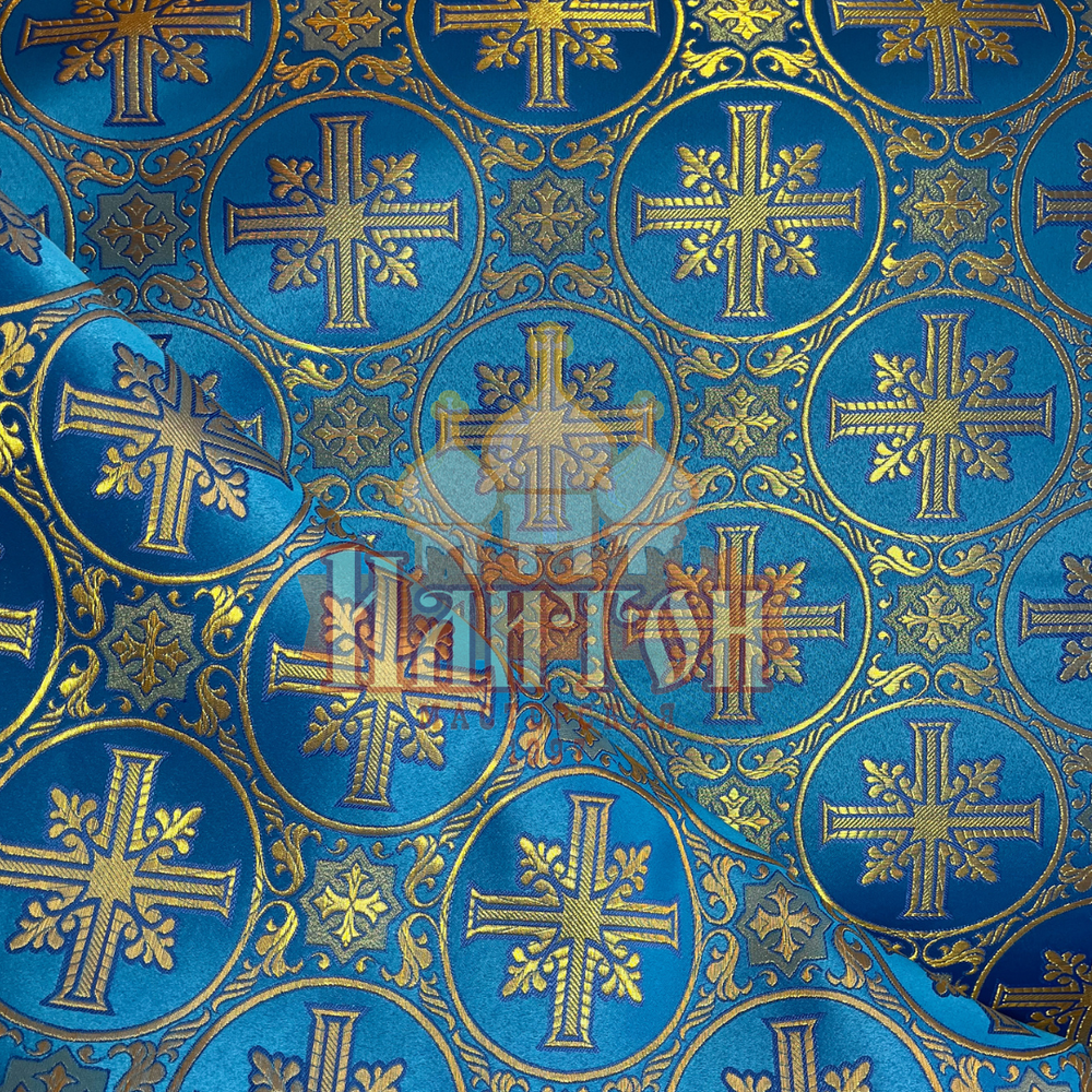 Парча "Софрино" голубая с золотом