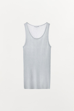 ZARA ТОП С МЕТАЛЛИЗИРОВАННОЙ НИТЬЮ, СЕРЕБРИСТЫЙ