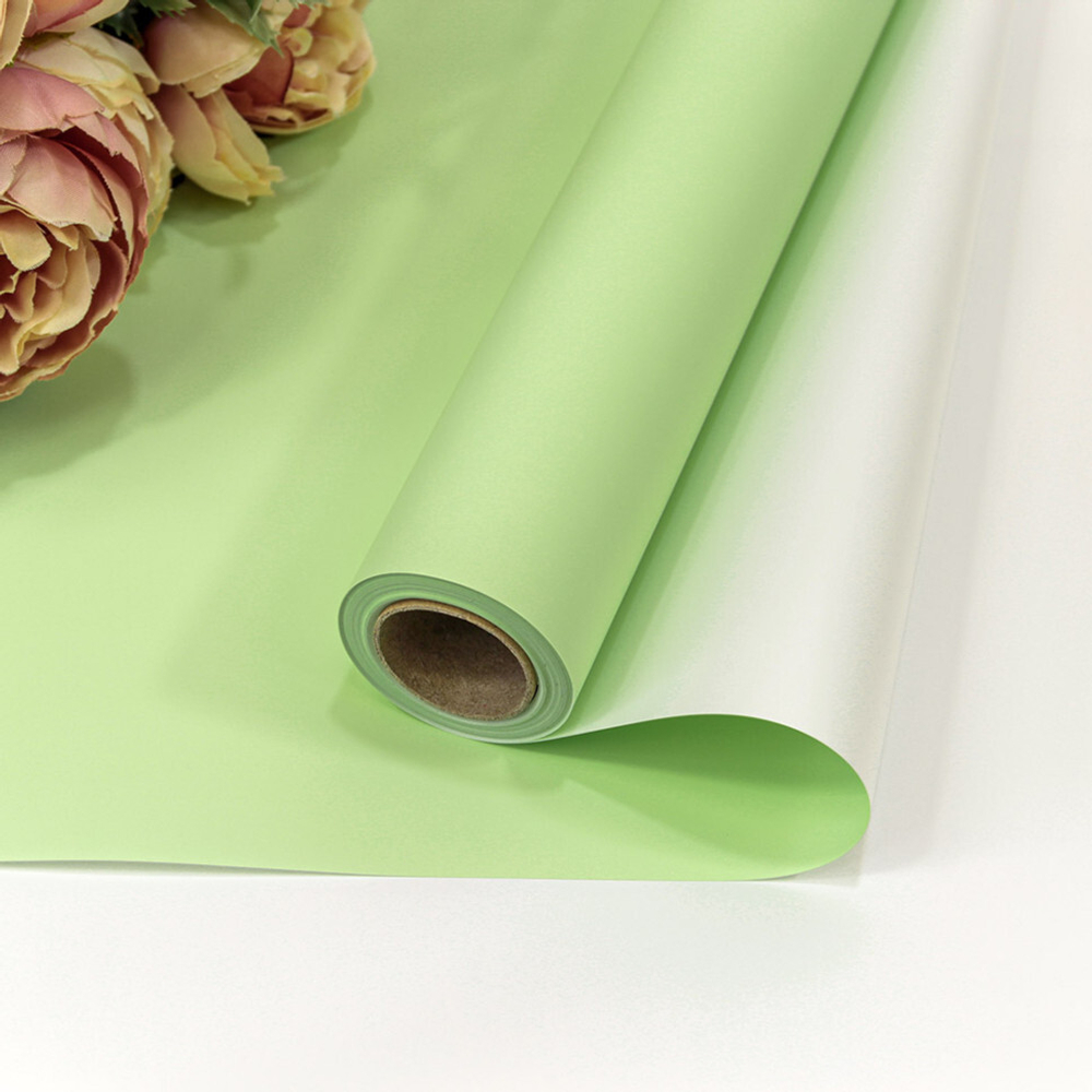 Пленка В рулоне 10 м х 58 см двухсторонняя (Серебряный, Салатовый)