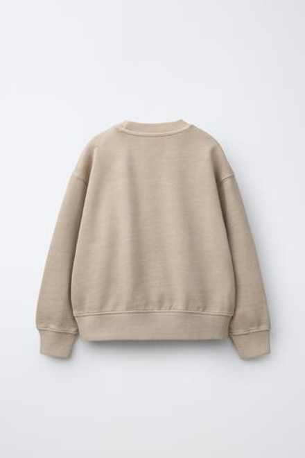 ZARA ОДНОТОННАЯ ТОЛСТОВКА ИЗ КРАШЕНОЙ ТКАНИ, БЕЖЕВЫЙ
