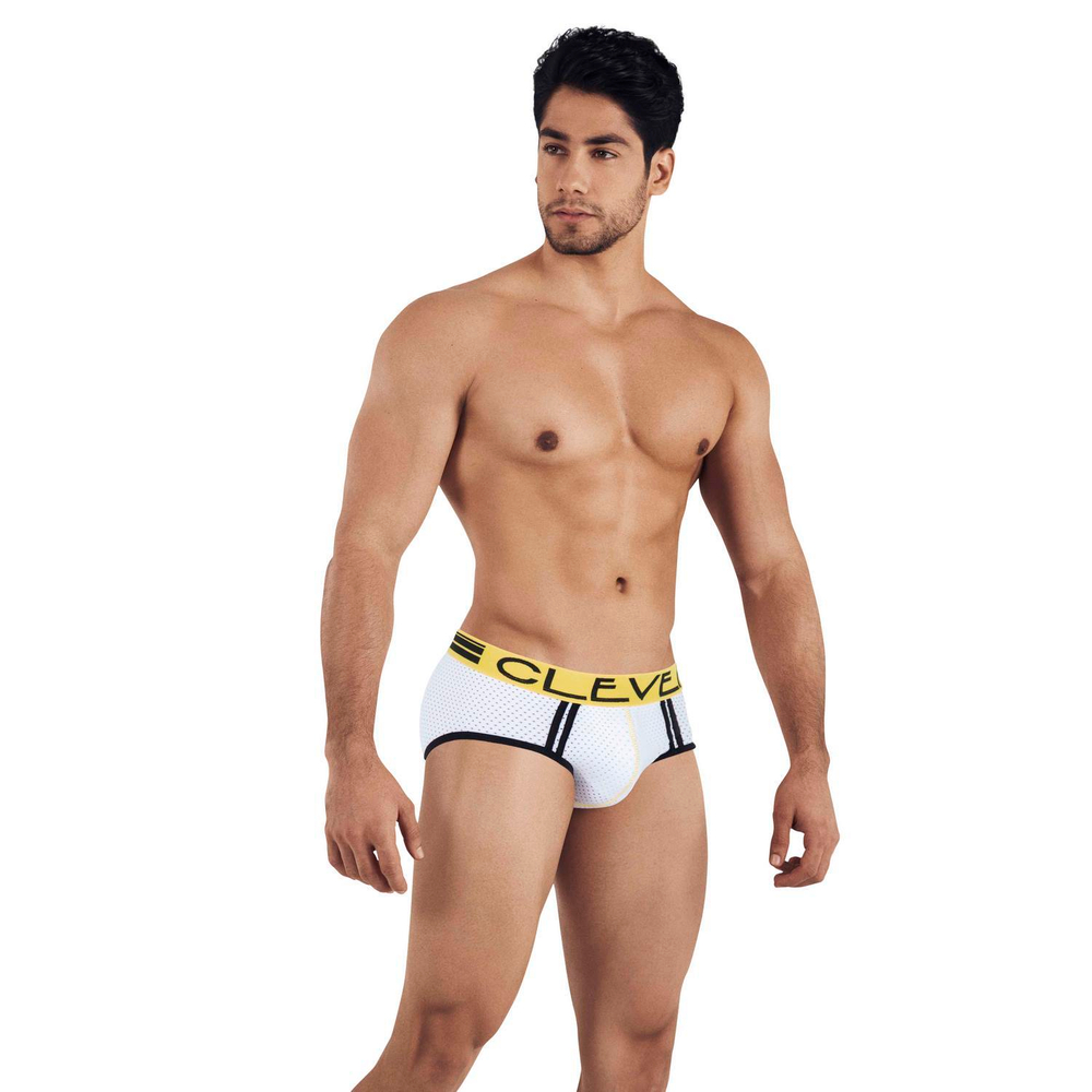 Мужские брифы белые сетчатые Clever Moda BRASILEA PIPING BRIEF 034901