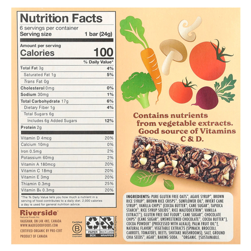 MadeGood, Батончик-гранола, печенье и крем, 6 батончиков, 24 г (0,85 унции)