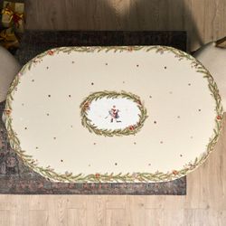 СКАТЕРТЬ ОВАЛЬНАЯ "ЩЕЛКУНЧИК" ,160Х220СМ БЕЖЕВЫЙ ,100% ХЛОПОК ,ТВИЛ