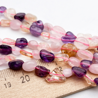 Натуральные камни микс бусины, галтовка, размер около 6-9 мм, цена за нить 38 см