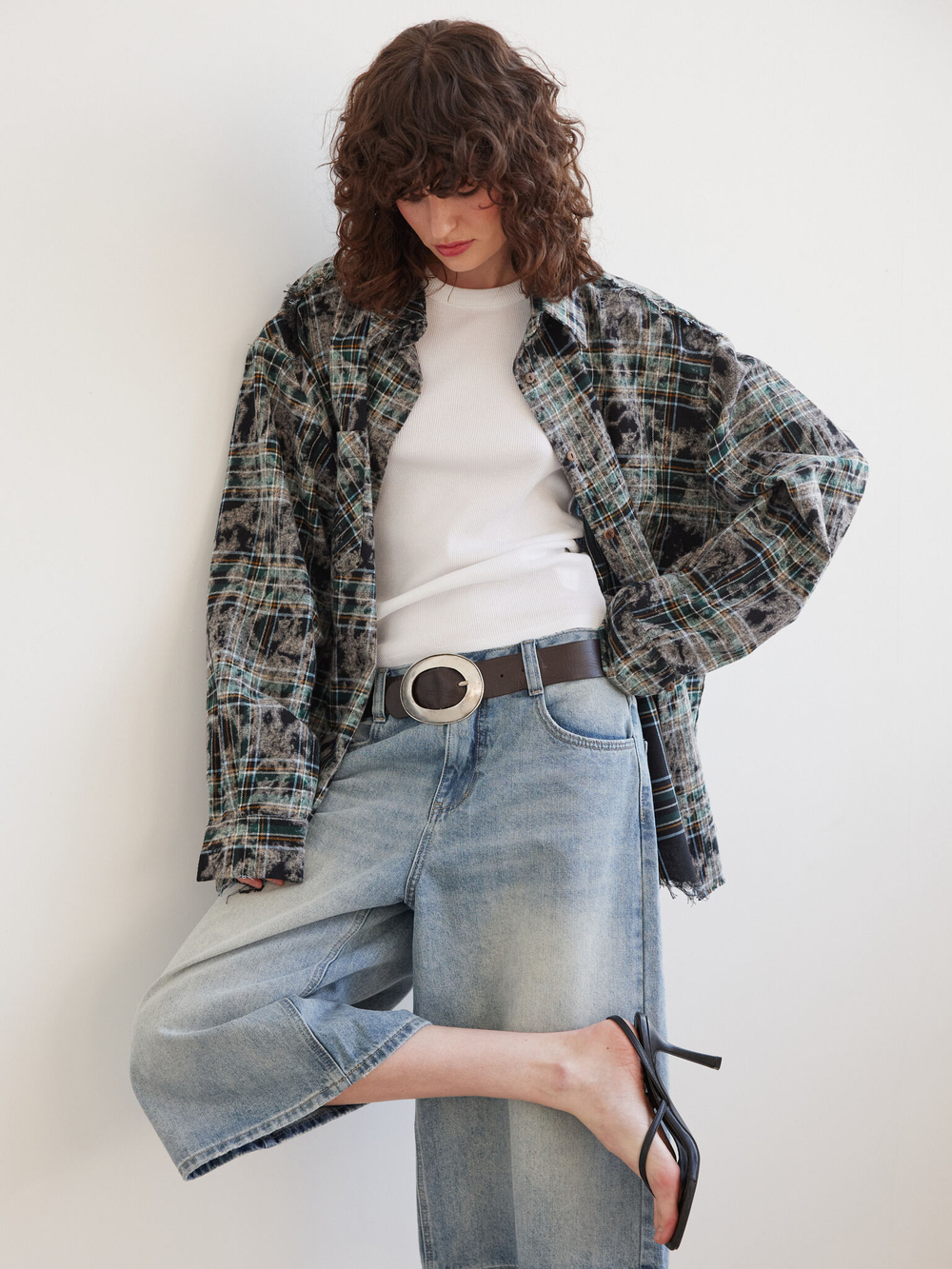 Рубашка Grunge, черно-зеленая