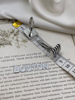 Запонки серебристые квадратные с черными полосками