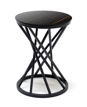 "Сантьяго" журнальный стол из HPL круглый Ø40 H55, каркас из стали темно-серый (RAL 7024), цвет столешницы "черный мрамор"