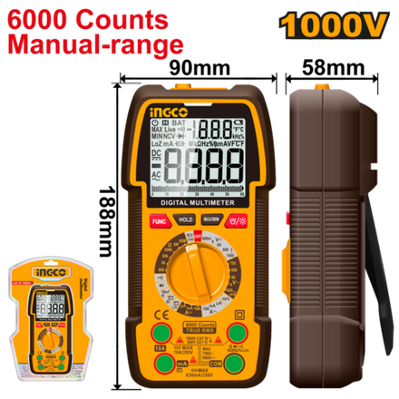 Мультиметр цифровой INGCO DM310002 INDUSTRIAL 1000 В