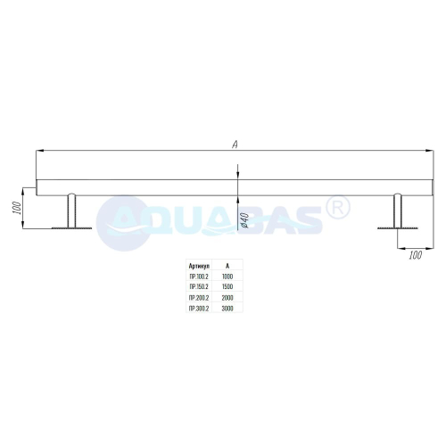ПР.100.2 Поручень прямой 1,0м