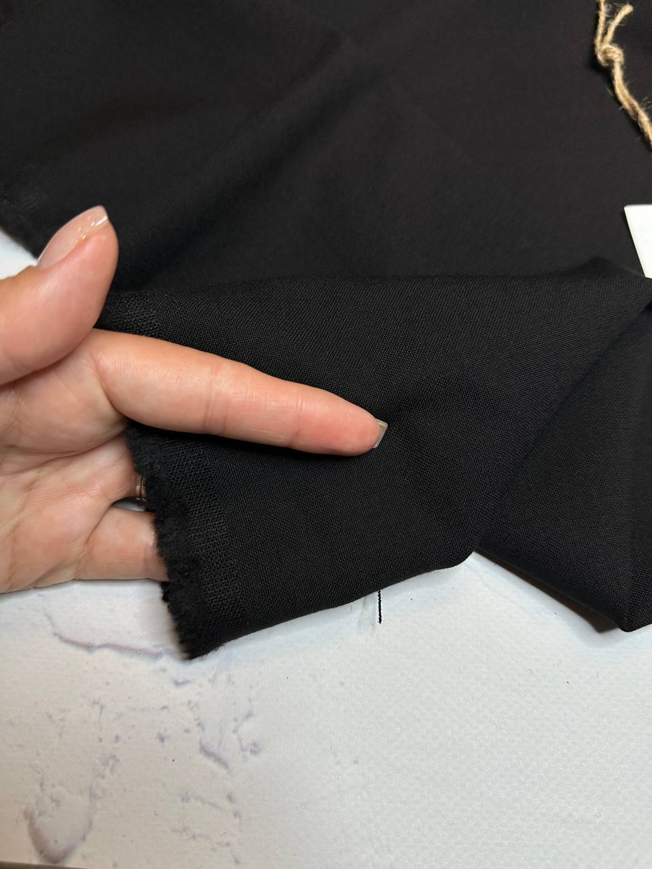 Костюмно-плательная однотонная шерсть (Marzotto, 90%шерсть/10%полиамид, Густой черный, 150, 290 гр/м2)