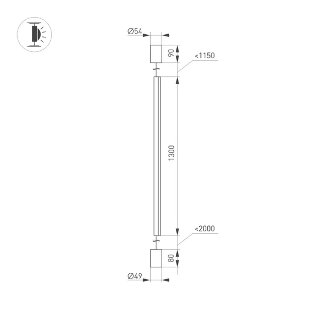 Светильник SP-TABOO-FLOOR-S1300-14W Warm3000 (BK, 90 deg, 230V) (Arlight, IP20 Металл, 3 года) 036116