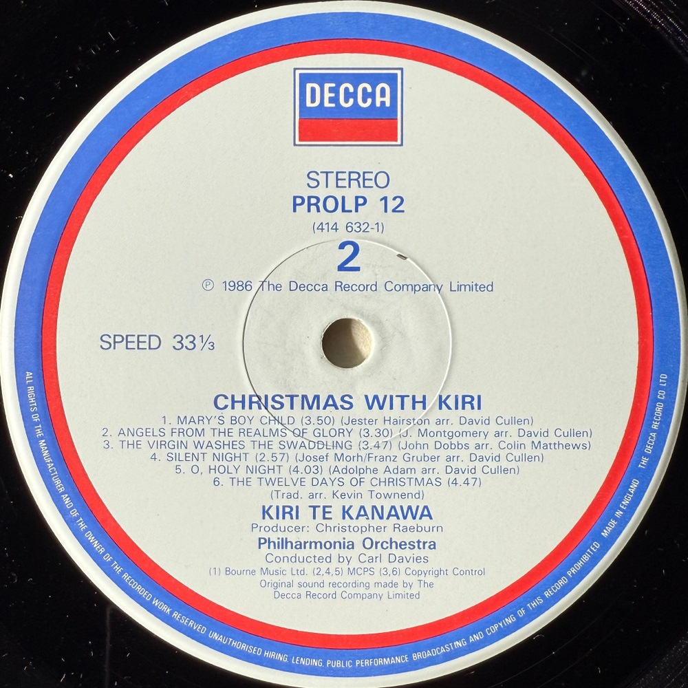 Kiri Te Kanawa, Carl Davis ‎– Christmas With Kiri (Англия 1986г.)