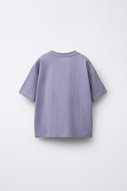 ZARA БАЗОВАЯ ОДНОТОННАЯ ФУТБОЛКА, ТЕМНАЯ МАЛЬВА