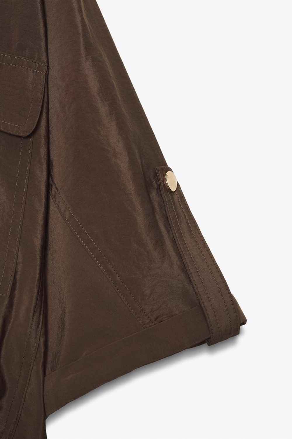 ZARA РУБАШКА САФАРИ С КОРОТКИМИ РУКАВАМИ, КОРИЧНЕВЫЙ