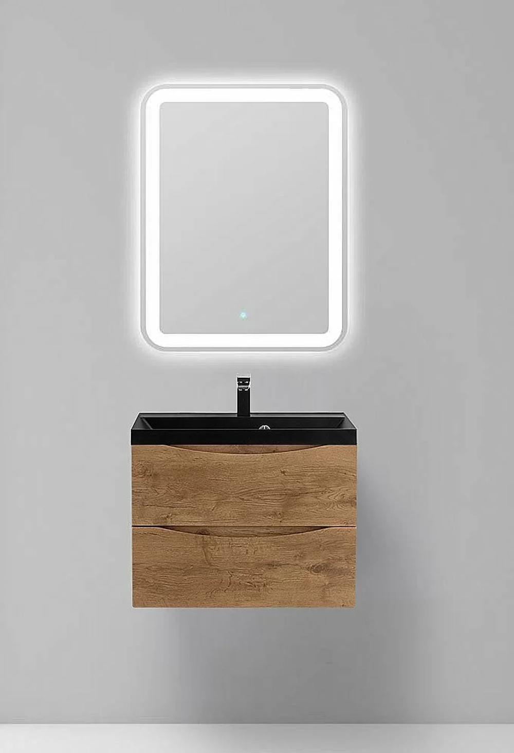 Тумба с раковиной BelBagno MARINO 60 натуральный дуб/черная раковина