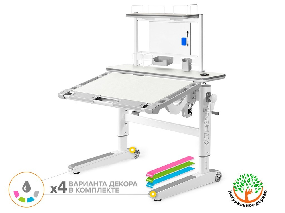 Детский стол Mealux Ergowood - L Multicolor+ полка BD P-17 TG (арт.BD-810 TG/MC Energy + BD P-17 TG)