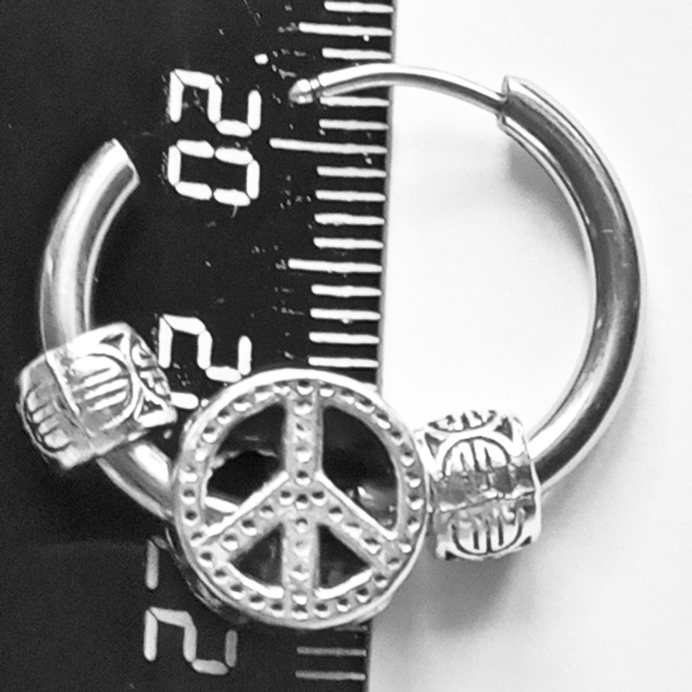 Серьга кольцо (1шт) "Пацифик" для пирсинга уха, диаметр 16мм внутренний. Медицинская сталь