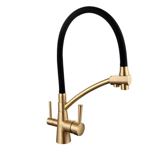 Смеситель для кухни 35к G4398-1 GAPPO гибкий излив, с вых. для питьевого фильтра, ЧЕРНЫЙ-Бронза