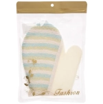 Мочалка - варежка массажная «SANTA MONIKA - LUMITA», цвет белый / голубой, 21*16.5см (ZIP пакет)