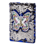 Записная книжка А5, 7БЦ, Alingar, пайетки, аппликация, линия, 60 л., "Бабочка", синий