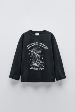 ZARA ФУТБОЛКА В КОВБОЙСКОМ СТИЛЕ, АНТРАЦИТОВО-СЕРЫЙ