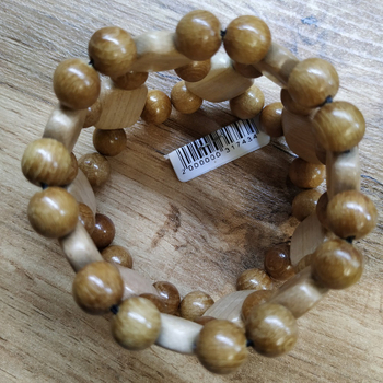 Браслет Ромбик 2 ряда, дерево, цвет коричный, светло-коричневый, ширина 45 мм