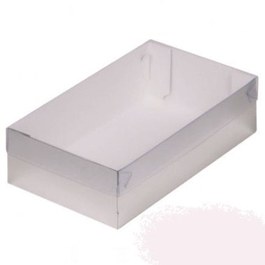 Коробка для зефира 25х15х7 см с прозрачной крышкой Белая