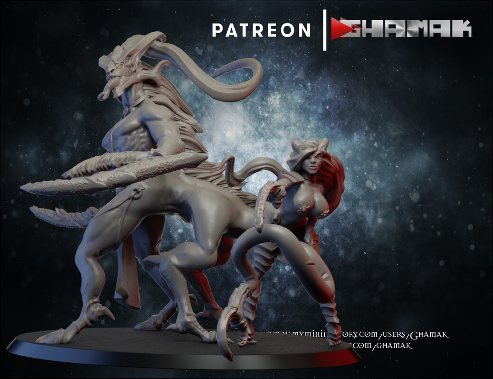 Grand Alliance Chaos Hosts of Slaanesh Chaos Daemons Fiends Демон Слаанеш с демоницей миниатюра для dnd, днд, pathfinder, фентези, Настольная игра, НРИ, Варгейм, РПГ