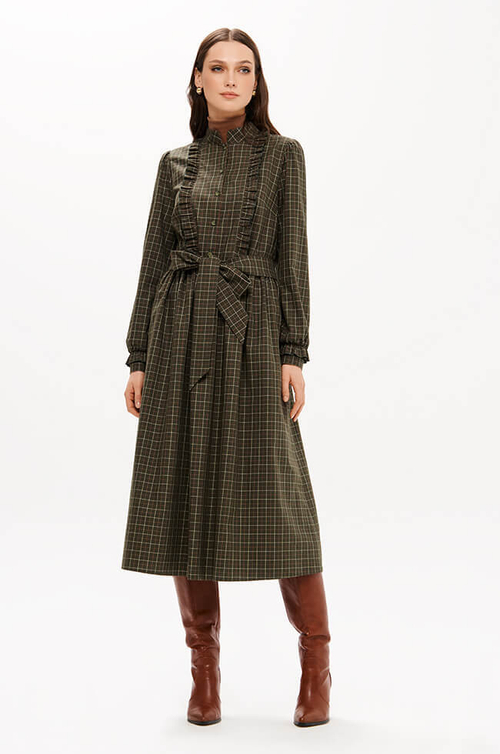 51713 Платье женское (хаки клетка)
