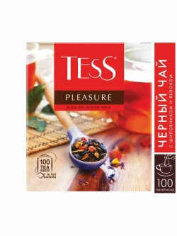 Черный чай с шиповником и яблоком Pleasure в пакетиках, 100 шт
