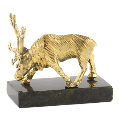 Статуэтка "Олень" малый змеевик бронза