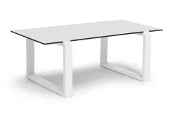 "Варадеро" журнальный стол из HPL 110х60 H43, каркас алюминий белый муар, цвет столешницы "молочный"