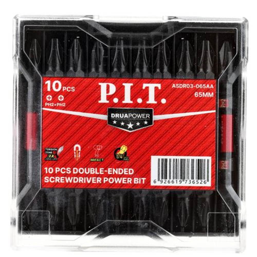 Бита двусторонняя P.I.T. PH2-PZ2x65мм (ASDR03-065AA)