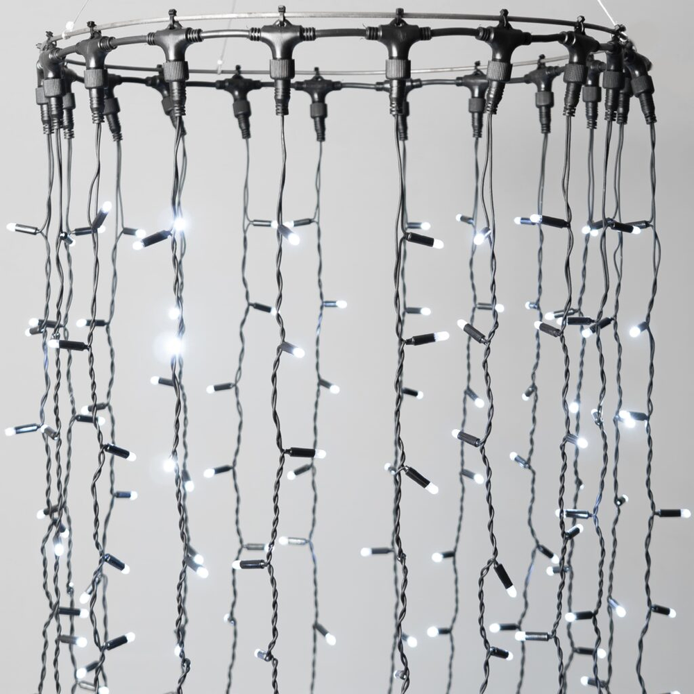 Светодиодный занавес 2*2 м., 400 LED, холодно белый, статика, черный провод каучук, LTC (ECO402-1-2W)