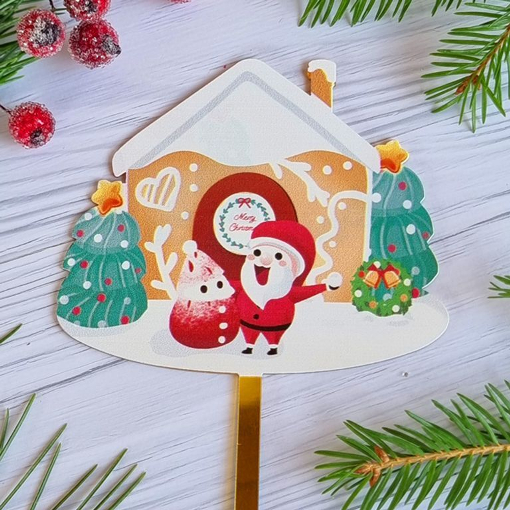 Топпер «Merry Christmas» пряничный домик