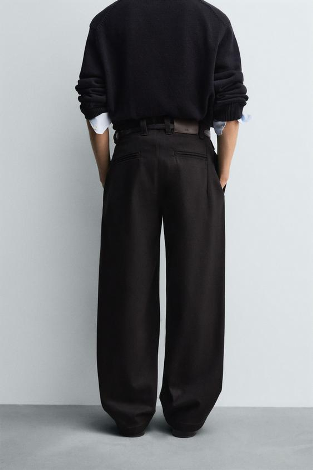 ZARA ДЖИНСЫ BALLOON FIT С ЗАЩИПАМИ, ШОКОЛАДНЫЙ