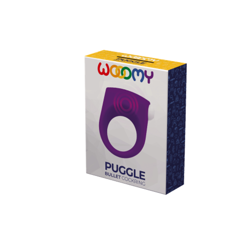 Эрекционное кольцо Puggle с вибрацией фиолетовое от WOOOMY (5,7* 3 см.)