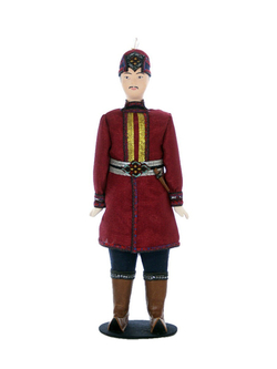 Кукла сувенирная фарфоровая. Астраханская губ. Калмыцкий праздничный мужской костюм. К.18-н.19 в.