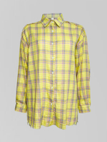 Рубашка Jirunlian 2358 удлиненная в клетку с необработанным краем