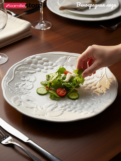 Тарелка обеденная 27 см. набор 4 шт., фарфор, коллекция "Виноградная лоза"