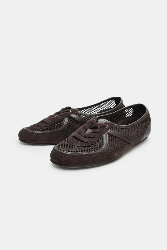 ZARA КРОССОВКИ ИЗ СЕТЧАТОЙ ТКАНИ, КОРИЧНЕВЫЙ