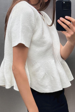 ZARA КАРДИГАН С БАСКОЙ, ЭКРЮ