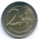 2 евро 2022 год. Люксембург. 10 лет свадьбы Великого герцога Гийома и графини Стефании де Ланнуа. Биметалл UNC