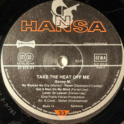 Виниловая пластинка Boney M. ‎– Take The Heat Off Me LP