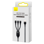 Кабель Baseus Flash Series Ⅱ One-For-Three Fast Charging Data Cable USB to M+L+C 100W 1.2m - Black