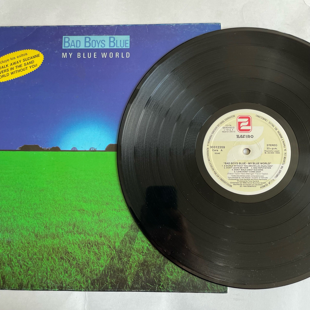 Винтажная виниловая пластинка LP Bad Boys Blue My Blue World (Испания 1988)