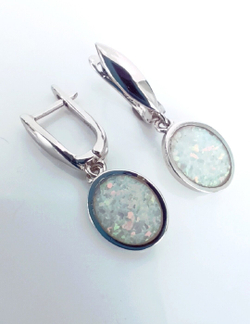 Серьги Эстерелла с синтетическим опалом, серебро 925*, родирование/Ф