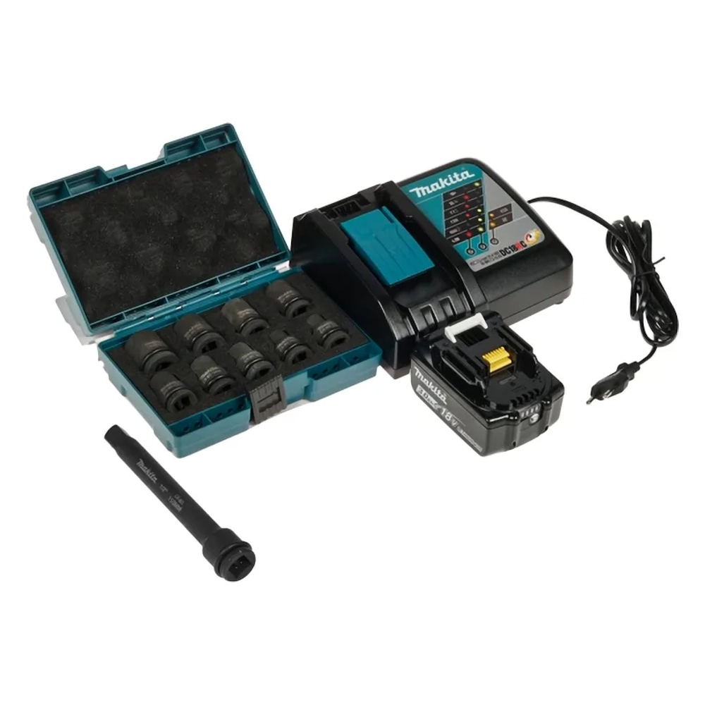 Makita DTW190JX3 аккумуляторный ударный гайковерт (2 x 3 Ач, ЗУ)