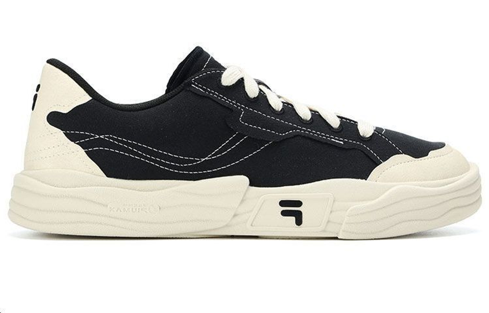 FILA FUSION Fila tide brand POP 2 TIDE brand 2nd generation retro non-slip wear-resistant breathable low-top canvas shoes men's black beige