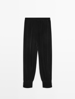 Massimo Dutti Бархатные брюки-саруэль - STUDIO, черный